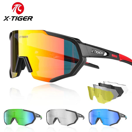 X-TIGER Polarized Photochromic Cycling Glasses Men's Bike Eyewear UV400 Road MTB Bicycle Goggles with 3/5 Lenses Sports Sunglasses