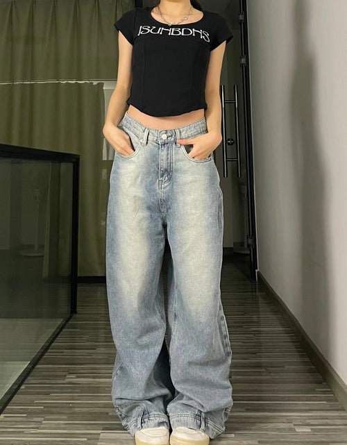 Load image into Gallery viewer, Fashion American Retro Baggy High Waisted Jeans Woman High Street Denim Pants Reversible Trousers Streetwear Loose Jeans
