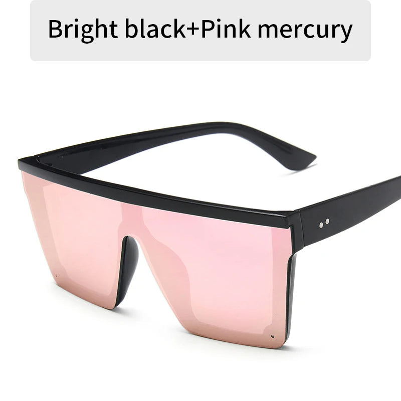 2023 Vintage Male Flat Top Sunglasses Men Brand Black Square Shades UV400 Gradient