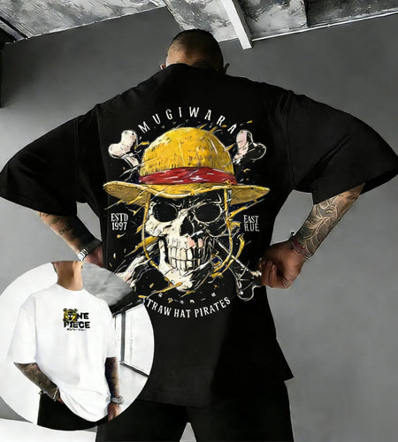 Oversize One Piece Skull Anime T Shirt Men Cotton Streetwear Casual Short Sleeve Top Graphic Tee Trendy 2026 Summer