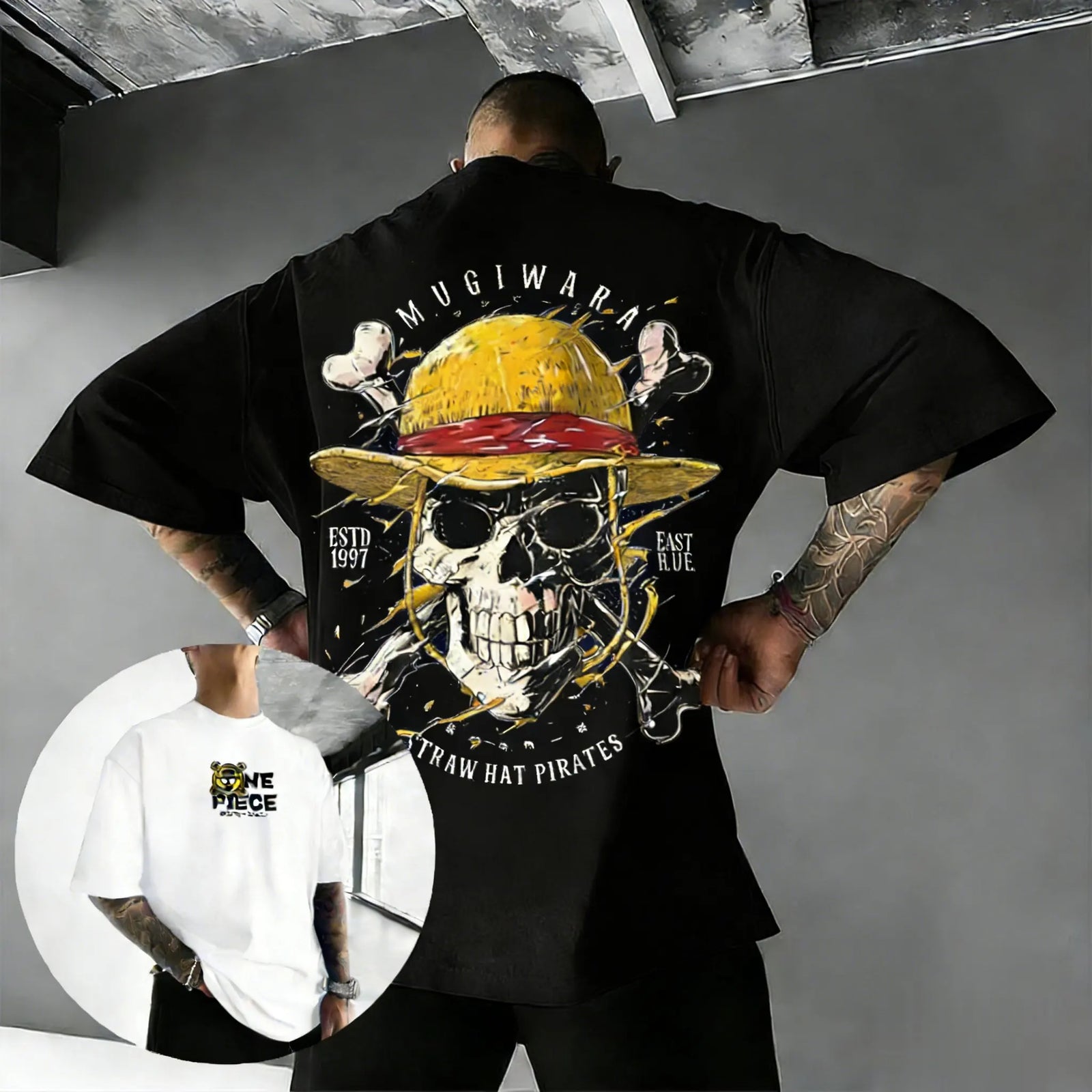 Oversize One Piece Skull Anime T Shirt Men Cotton Streetwear Casual Short Sleeve Top Graphic Tee Trendy 2026 Summer