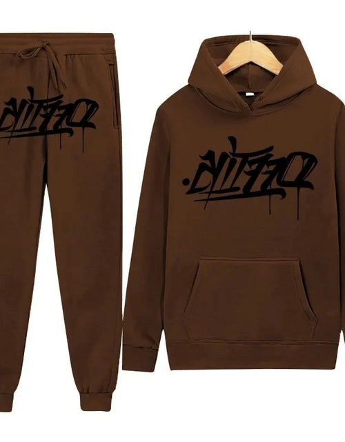 Load image into Gallery viewer, Men's sportswear, new fashion hip hop suit two-piece set hoodie printed sweatshirt comfortable casual style
