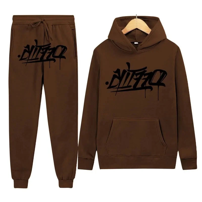 Men's sportswear, new fashion hip hop suit two-piece set hoodie printed sweatshirt comfortable casual style