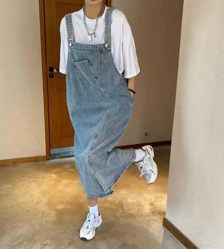 Spring Denim Overall Dress Women Sleeveless Jeans Dresses Fashion Female Solid Slip Casual Loose Strap Dresses
