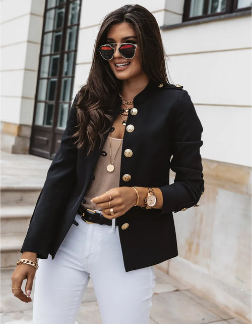 Load image into Gallery viewer, Casual O-neck Long Sleeve Jacket Outerwear Office Fashion Elegant Solid Blazer Coat For Women
