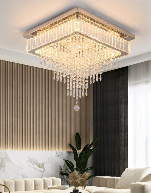 Load image into Gallery viewer, Luxury Crystal Square Bright Led Chandelier Modern Pendant Light Ceiling Lamp Dimmable Flush Mount Bedroom Dinning Living Room
