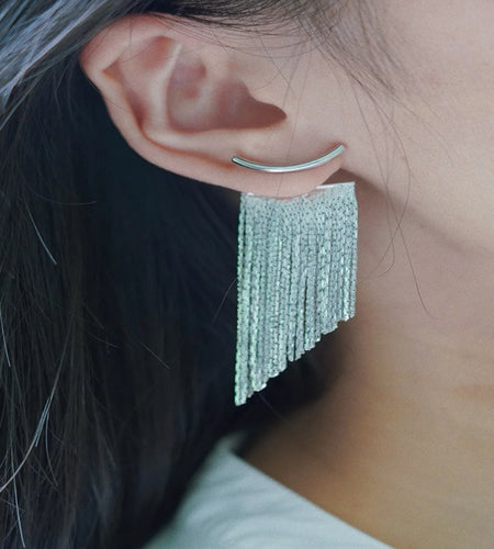 Fashion Dangle Earrings Long Bling Gold Color Tassel Earrings for Women