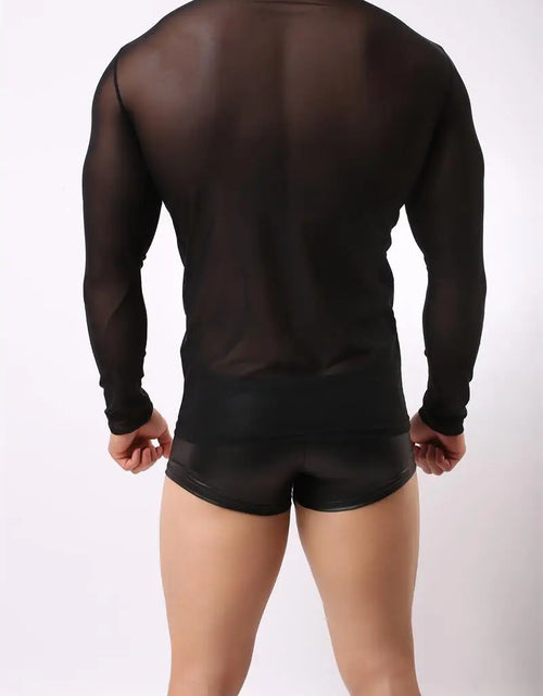 Load image into Gallery viewer, Sexy Unique Transparent T-shirt Men See Through Autumn Long Sleeve Top
