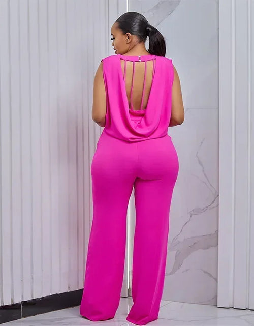 Load image into Gallery viewer, Women&#39;s Clothing Backless Sleeveless Jumpsuits Pants Overall Loose Wide Leg High Waist Full Length Pants
