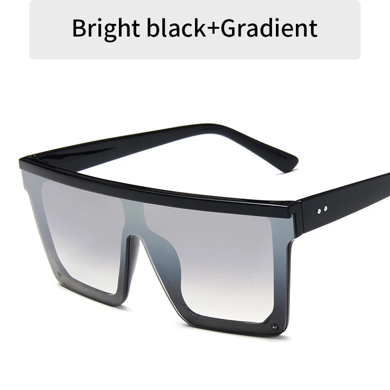 2023 Vintage Male Flat Top Sunglasses Men Brand Black Square Shades UV400 Gradient