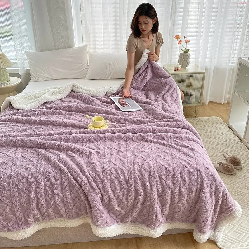 Lambswool Blanket Coral Flannel Sofa Cover Blanket Nap Office Shawl  Small Blanket Blankets for Beds