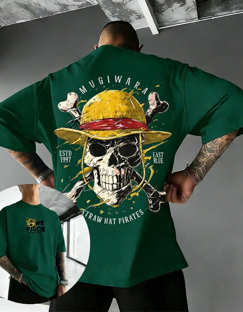 Load image into Gallery viewer, Oversize One Piece Skull Anime T Shirt Men Cotton Streetwear Casual Short Sleeve Top Graphic Tee Trendy 2026 Summer
