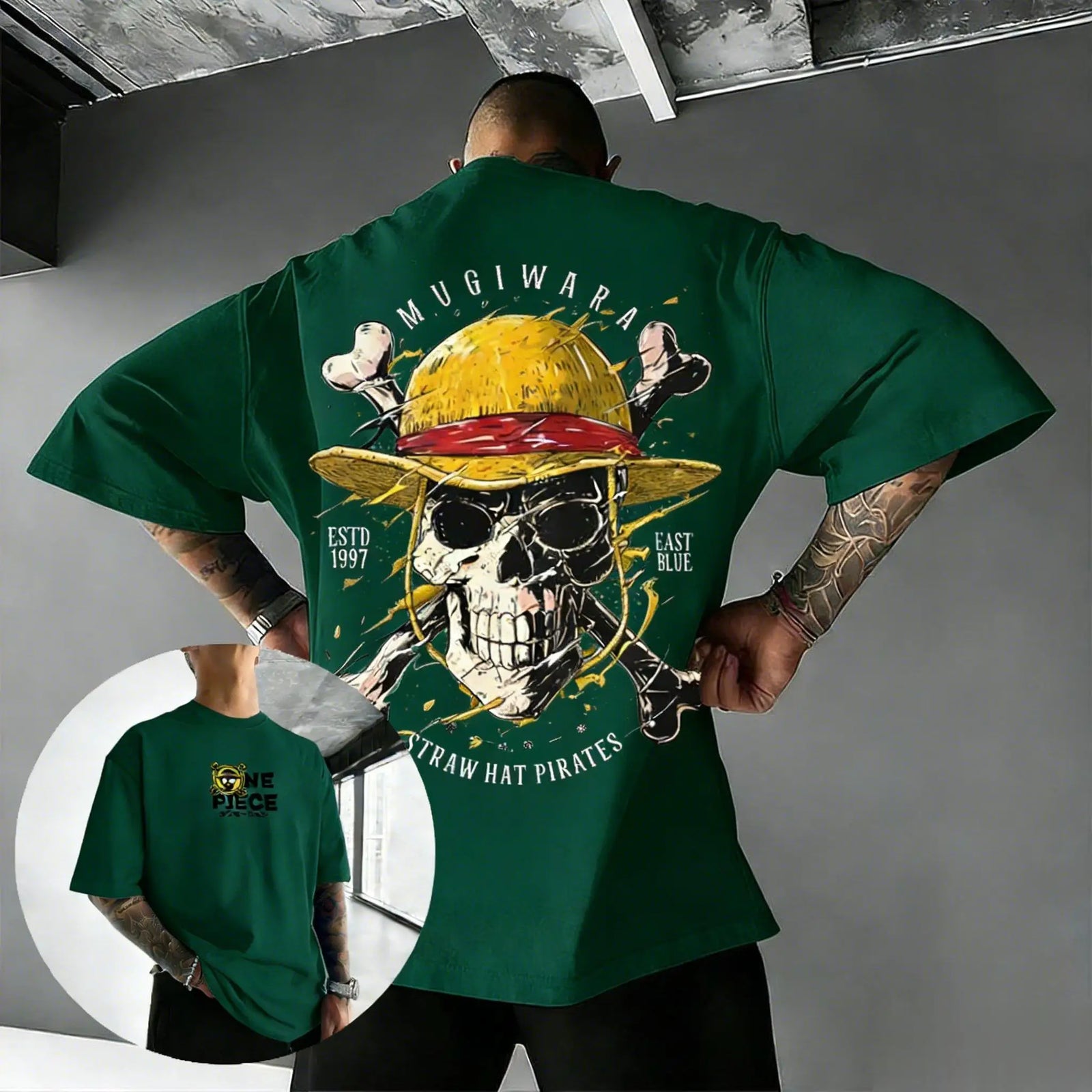 Oversize One Piece Skull Anime T Shirt Men Cotton Streetwear Casual Short Sleeve Top Graphic Tee Trendy 2026 Summer
