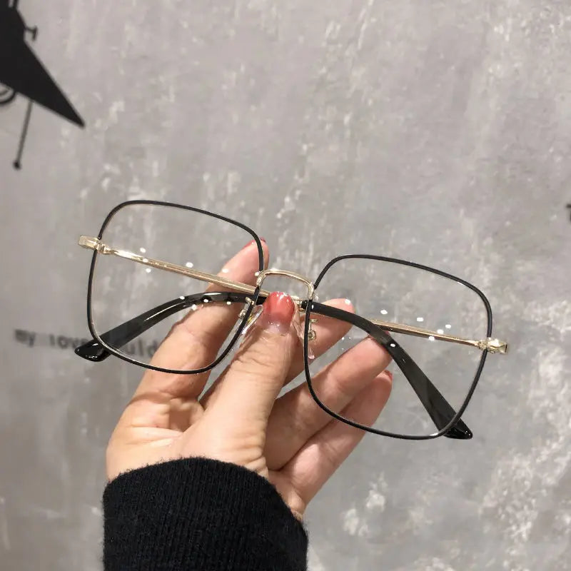 Oversized Anti Blue Light Glasses  Diamond Studded Oversized Square Eyeglasses With Glitter Frames