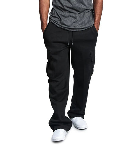 Mens Sweatpants Straight Fit Joggers for Sports and Streetwear Loose Oversized Drawstring Long Pants Men Multi-pocket Pants