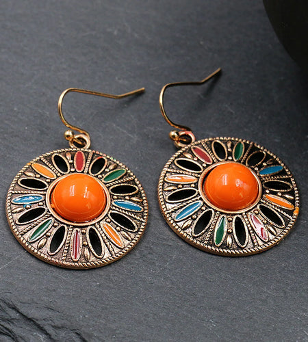 retro Bohemian style circular geometric women's earrings