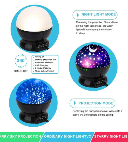 Star Projector Night Light Lamp Fun Gifts for Girls and Boys Rotating Star Sky Moon LED Lights Projector for Kids Bedroom Decor