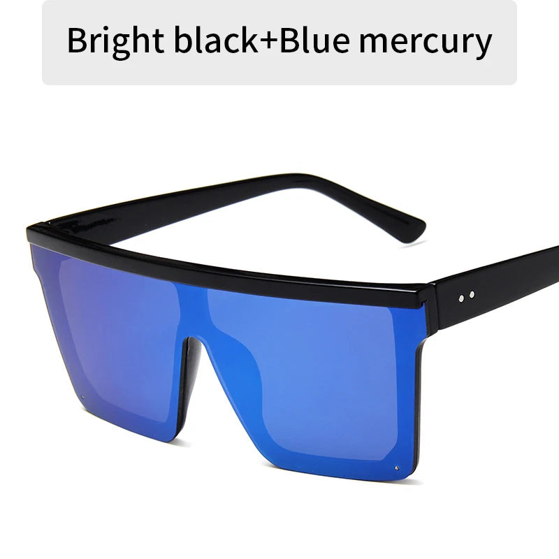 2023 Vintage Male Flat Top Sunglasses Men Brand Black Square Shades UV400 Gradient