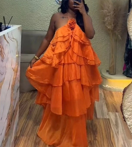 Women Sleeveless Ruffles Loose Smock Strap Maxi Long Sexy Dress