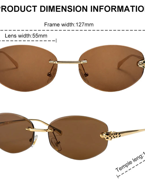 Load image into Gallery viewer, Vintage Rimless Oval Punk Sunglasses for Men Leopard Head Frameless UV400 Gradient Lens Hip Hop Outdoor Shades Luxury Designer Eyewear
