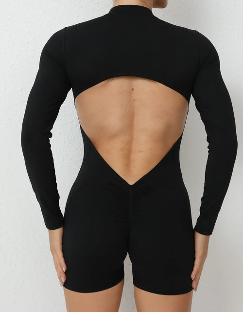 Load image into Gallery viewer, Seamless Yoga Zipper Jumpsuits Sports Fitness Beauty Back Hip-Lifting Long-Sleeved One-Piece Workout Gym Tracksuits for Women
