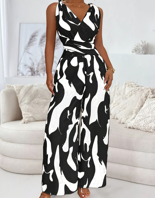Load image into Gallery viewer, [Color Block] Women&#39;s Jumpsuit | Sleeveless | V-neck | Color Block Patchwork Print | Women&#39;s Wear
