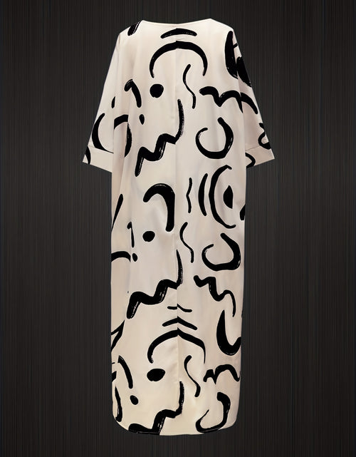 Load image into Gallery viewer, Printed Women Pant Set with V-Neck Loose Seven-Sleeve Long Shirt and Drawstring Pants

