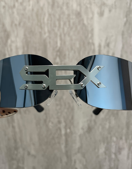 Load image into Gallery viewer, A Pair of New Style Cyberpunk Futuristic Technology Glasses with a SEX Metal Letter Black Frame, Frameless Windproof Glasses for Both Men And Women.
