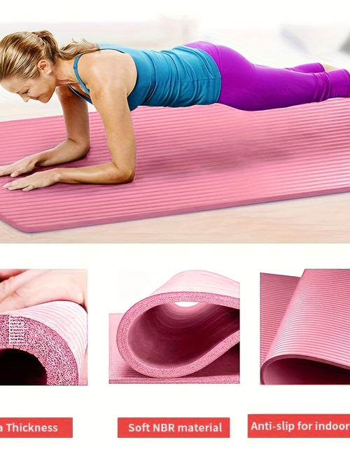 Load image into Gallery viewer, High-quality NBR rubber yoga mat, extra thick and wide, non-slip and durable, ideal for fitness and dance training, comes with a carrying strap, size 183*61*0.8cm/6.0*2.0*0.02 feet, perfect gift for birthdays, Easter, Mother&#39;
