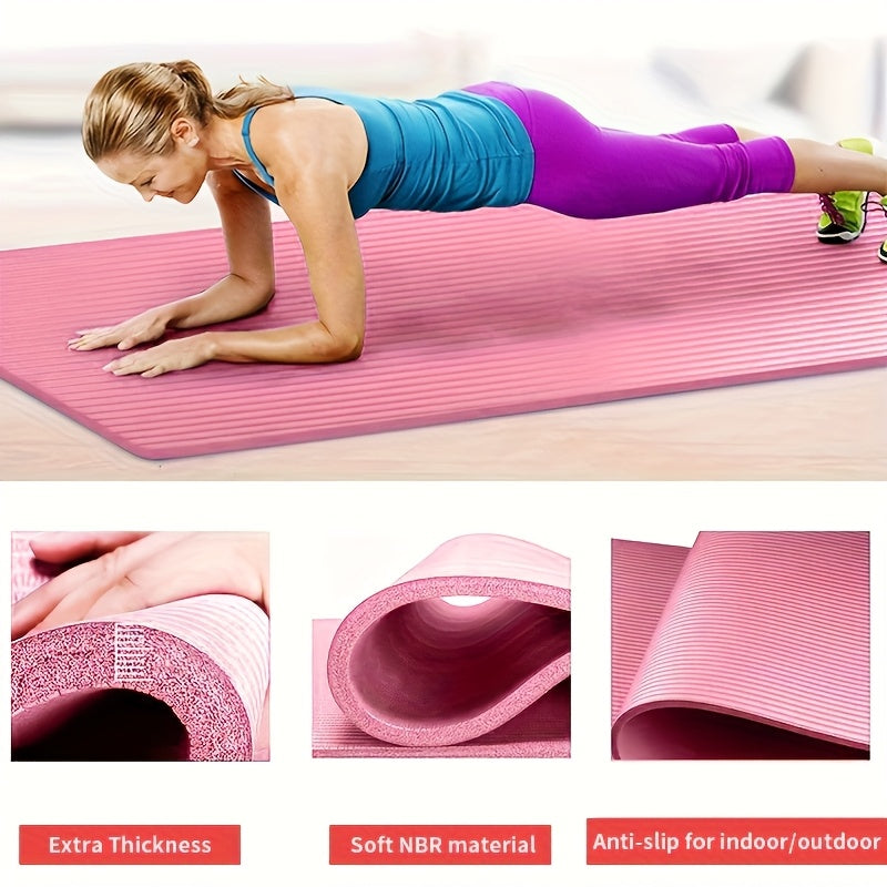 High-quality NBR rubber yoga mat, extra thick and wide, non-slip and durable, ideal for fitness and dance training, comes with a carrying strap, size 183*61*0.8cm/6.0*2.0*0.02 feet, perfect gift for birthdays, Easter, Mother'