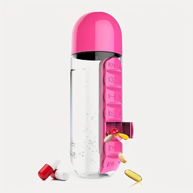 Creative Two-in-one Medicine Box Water Cup Seven-day Divided  Portable Water Bottle One-week Medicine Box Cup
