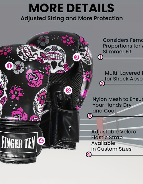 Load image into Gallery viewer, Premium Protective Boxing Gloves For Women 1Pair for Punching Sparring Kickboxing MMA Training, Stylish Comfort Heavy Bag Glove Sizes 10 12 14oz for Women
