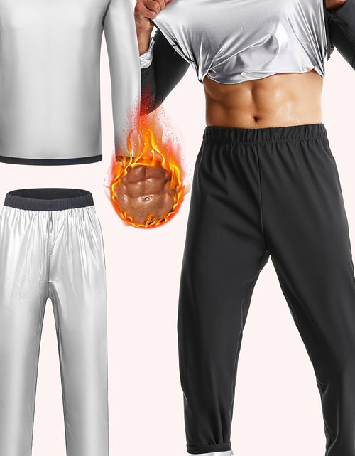 Load image into Gallery viewer, Men&#39;s 2pcs Sweat Suit,  Knit Fabric, Crew Neck Long Sleeve &amp; Pants, Quick Sweat Gym Workout Outfit, Universal Fit for Training &amp; Yoga, Solid Color, Slight Stretch, All Seasons
