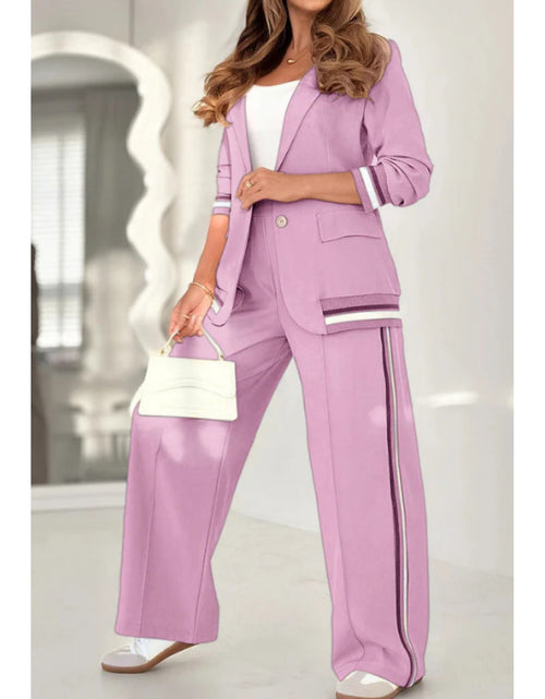 Load image into Gallery viewer, Women 2pcs Set Solid Color Ribbed Fashion Commuter Wear 100% Polyester Micro Elastic Chic Adult Clothing Eye Catching Patchwork
