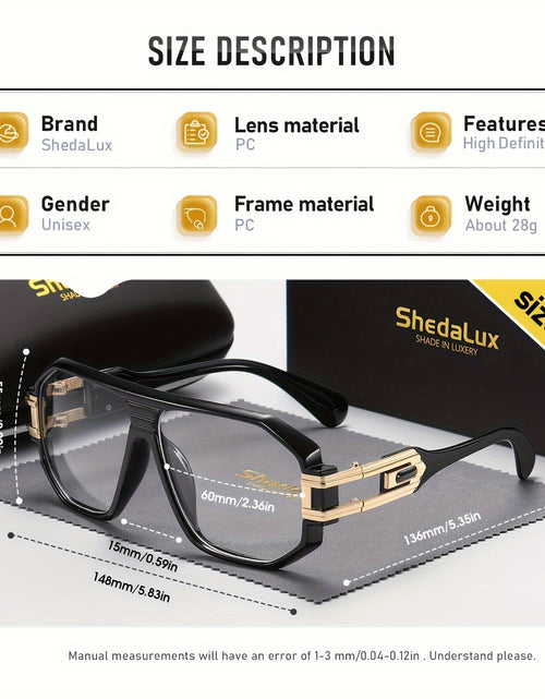 Load image into Gallery viewer, Men&#39;s Oversized Metal Frame Fashion Glasses - Black &amp; Golden Accents, Lightweight Durable Design for Casual,, - Includes Protective Case, Casual Eyewear, Trendy Eyewear, Stylish Packaging, Accessories, Sturdy Construction
