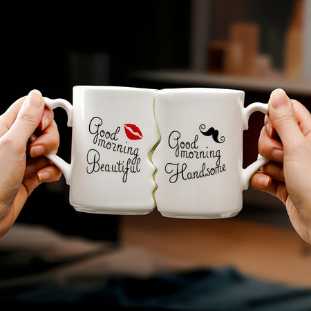 2pcs, 360ml/12.1oz Ceramic Kissing Mug, Creative Couple Love Mug for Drinking Coffee Together