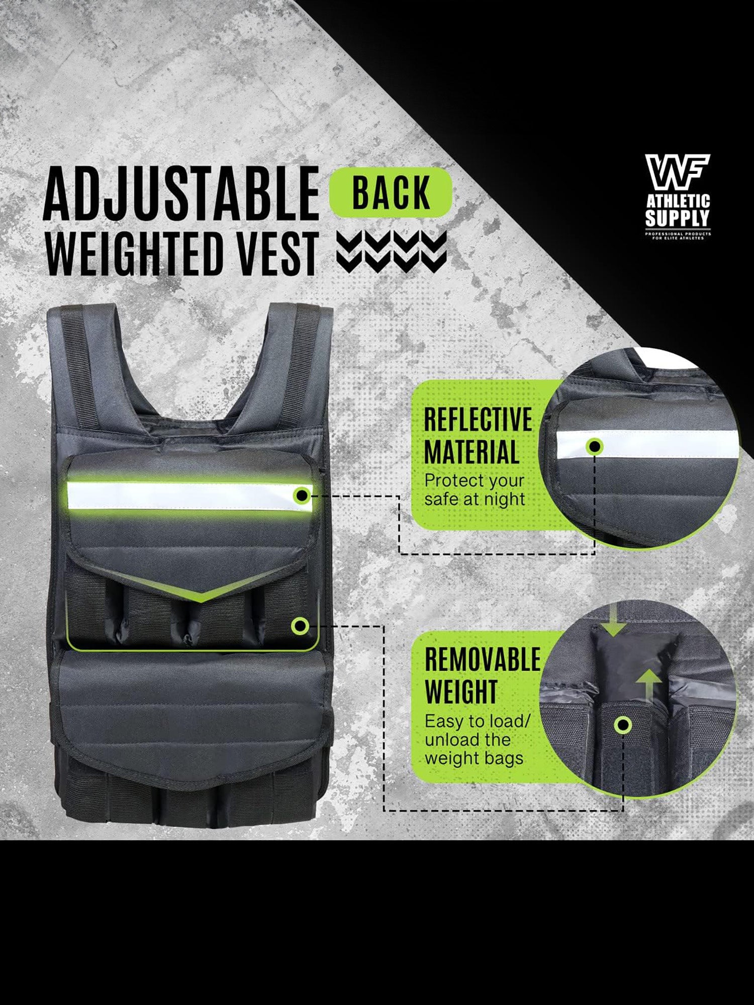 40 LB Adjustable Weighted Vest for Strength Training, Workout and Running, Body Weight Vest for Men and Women, Weighted Jacket, Removable Weight Included, Regular Length