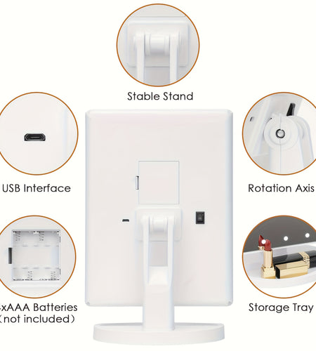 1 Pack Vanity Mirror with Lights, Gifts for Her Women, Makeup Mirror with Magnification, 2X 3X, 3 Colors Lights, Portable Travel Makeup Mirror