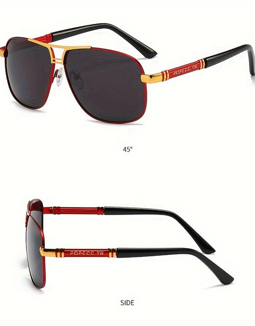 Load image into Gallery viewer, Men Large Frame Sunglasses | Black to Red Gradient TAC Lens, Full-Rim Iron Frame, Protection, Easy-Clean Lens Surface, Polished End for Formal &amp; Everyday Outfits
