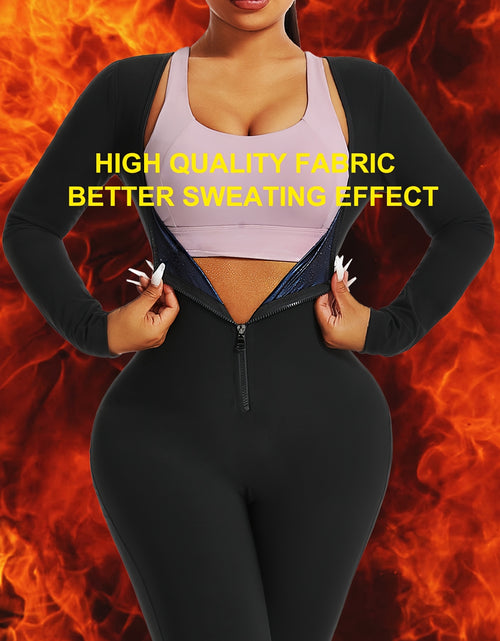 Load image into Gallery viewer, [Workout Jumpsuit] Women&#39;s Full-Zip Long Sleeve &amp; Pants Workout Jumpsuit - Full-Body Bodysuit with Tummy Control, Sweat-Wicking Gym Suit for Running, Sauna, Spa, Swimming - Machine Washable Athletic One-Piece (No Underwear Ne
