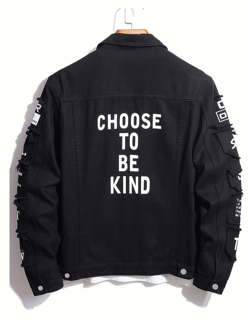 Load image into Gallery viewer, Men&#39;s Heavyweight Denim Jacket - Oversized Retro Streetwear Coat with 3D Patchwork Design, Single-Button Closure, Machine Washable, 4-Pocket Construction (Yellow/Black)
