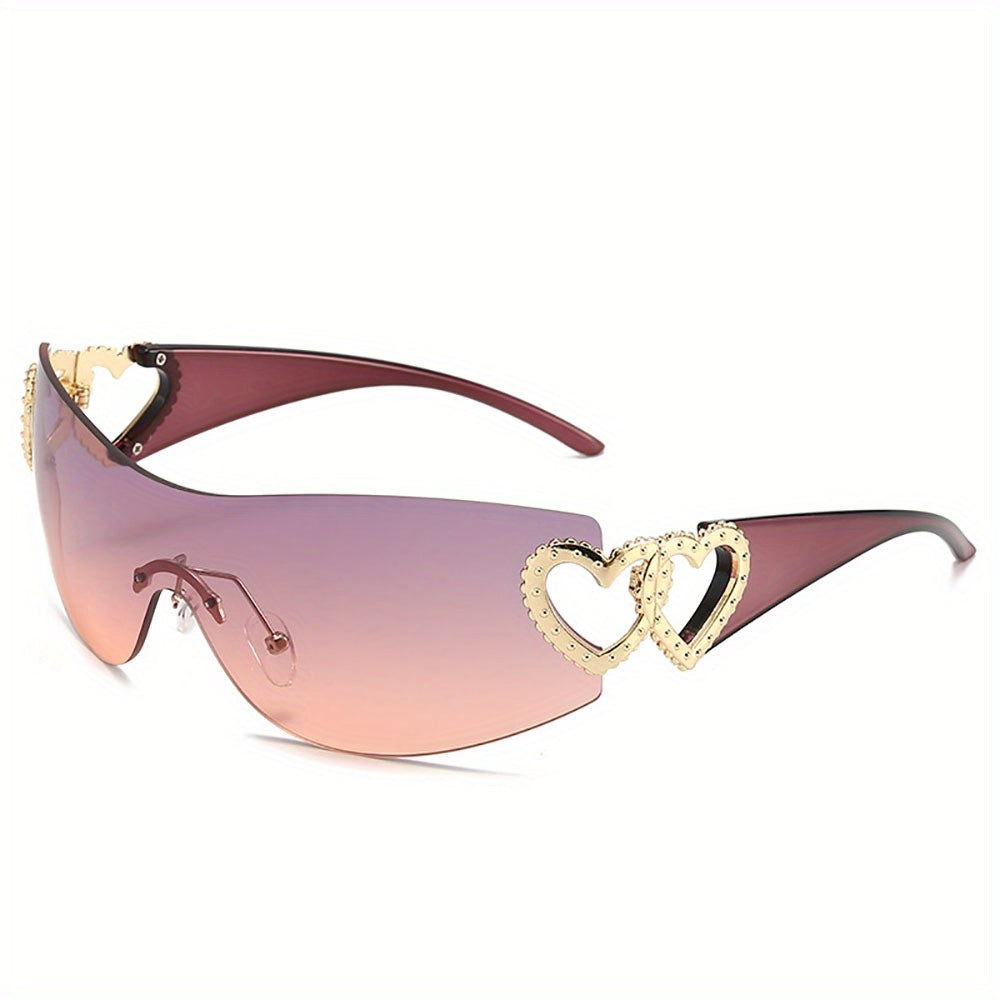 Fashion Glasses Heart Border Decorative Glasses, Gradient Lens, Anti-reflective