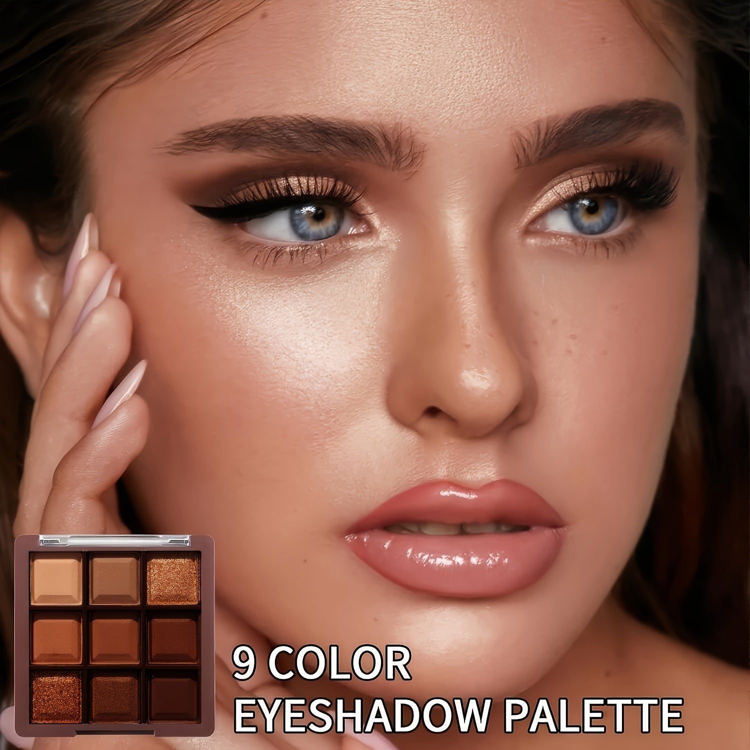 9-Color Chocolate Brown Eyeshadow Palette - Luxurious Matte, Shimmer & Glitter Shades - Highly Pigmented, Waterproof, Long-Lasting, Natural Nudes - Perfect for All-Day Wear