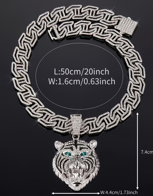 Load image into Gallery viewer, Men&#39;s Pioneer Lion Head Necklace - Bold Golden-Tone Chain with Eyes &amp; -Accented Mane, Rap Jewelry Gift - Includes Gift Box, Lion Jewelry, Statement Piece, Eye catching Pendant, Detailed Craftsmanship
