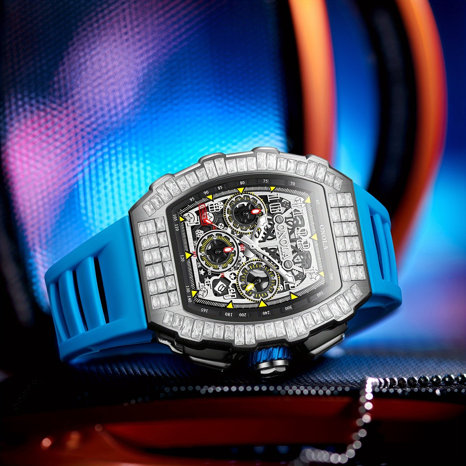 Men Automatic Mechanical Watch, Barrel Shape Hollow Tourbillon, Date Display, High-quality 3ATM Waterproof, Suitable For Casual And Formal Occasions, Daily Wear, Luxurious Sports Watch