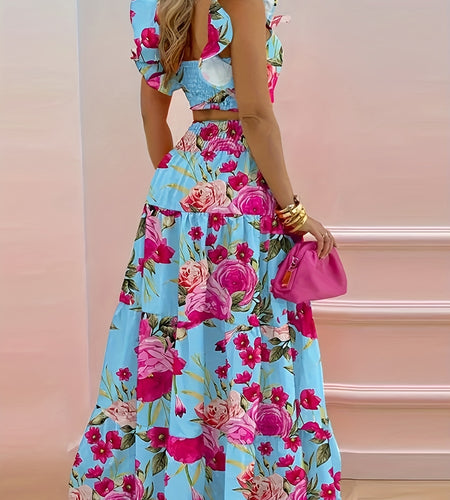 Sexy Printed Top And Skirt Fashion Set, Two-piece Set Summer Ready