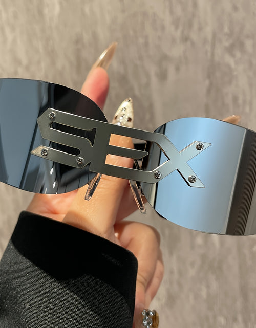 Load image into Gallery viewer, A Pair of New Style Cyberpunk Futuristic Technology Glasses with a SEX Metal Letter Black Frame, Frameless Windproof Glasses for Both Men And Women.
