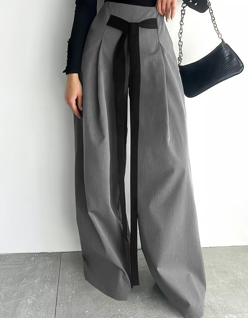 Load image into Gallery viewer, Women's High-Waisted Wide Leg Pants with Adjustable Tie Waist &amp; Pockets - Casual to Business Casual Loose Fit Trousers, Solid Color All-Season Machine Washable, Business Casual Trousers | Pleated Pants | Functional Pockets Tr
