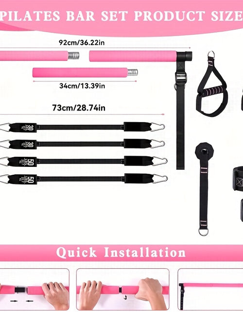 Load image into Gallery viewer, Pilates Bar Set, Multi-Functional Fitness Stepper and Stretching Trainer, Yoga and Home Workout Equipment, 14 pcs with 6 Resistance Bands (180 lbs)
