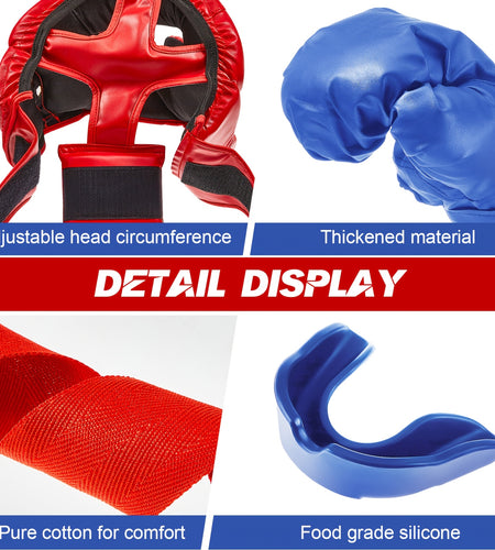14pcs Boxing Set Including 2 Pair Of 16 Oz Boxing Gloves Headgear Helmet Boxing Hand Wraps Sport Mouth Guards For Adults Youth Beginners Training Equipment